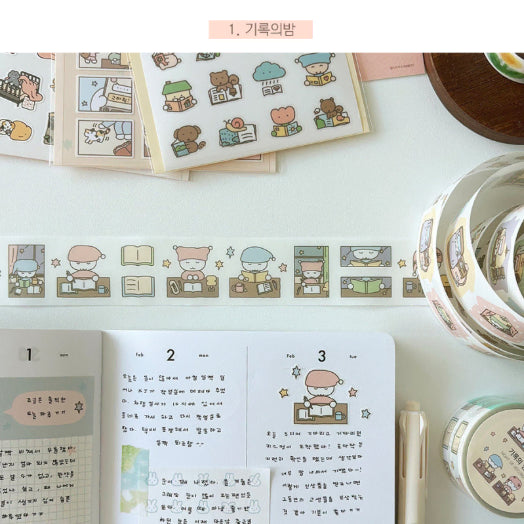 [BUNJANG] Kikikobak Recording Night Kiss Cut Sticker Set / [고양이빵집] 기록의밤 키스컷띵