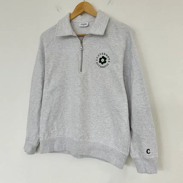 [BUNJANG] Covernat Clover Half Zip-Up Sweatshirt (M, Grey) / 커버낫 클로버 하프집업 맨투맨