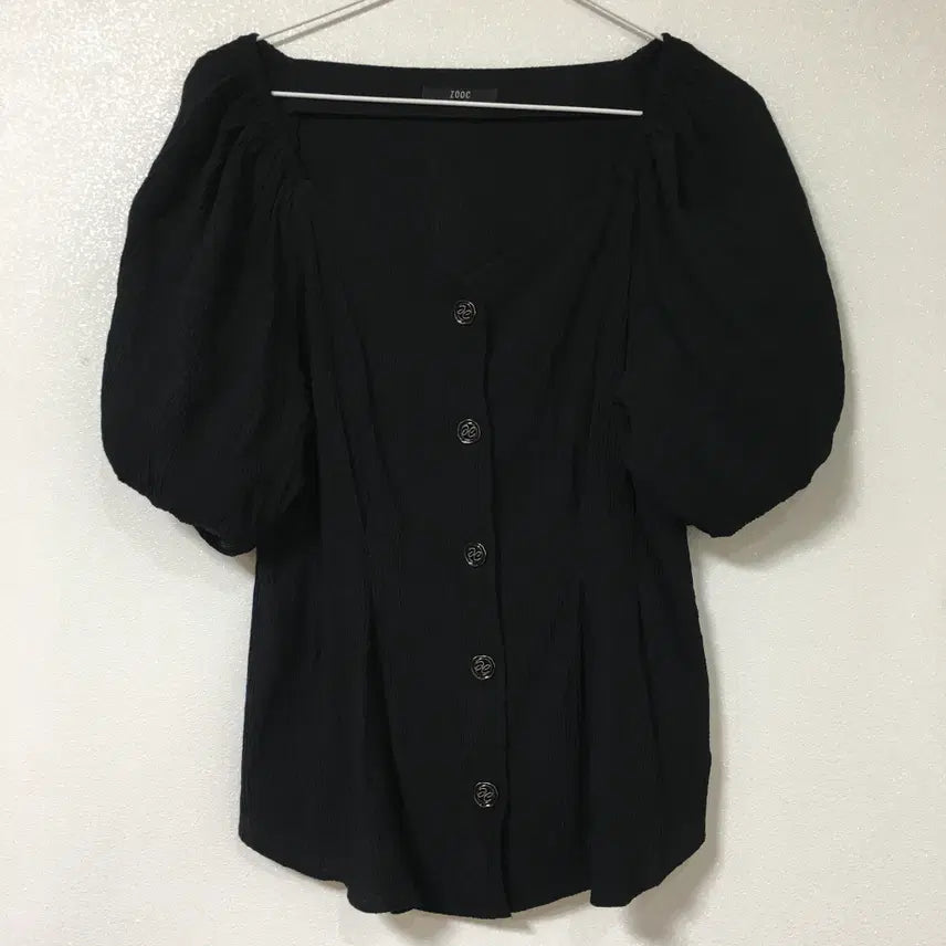 [BUNJANG] ZOOC Puff Sleeve Blouse Black Size 66 / ZOOC 주크 퍼프 블라우스 66