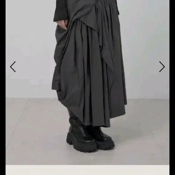 [BUNJANG] Flare Up Drape Long Skirt Charcoal / 플레어업 드레이프 롱 스커트 차콜 판매해여!