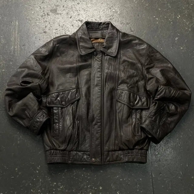 [BUNJANG] Vintage Lambskin Leather Jacket / 105 빈티지 양가죽 램스킨 레더자켓 가죽자켓