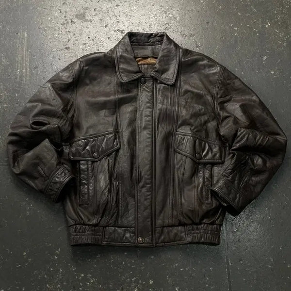 [BUNJANG] Vintage Lambskin Leather Jacket / 105 빈티지 양가죽 램스킨 레더자켓 가죽자켓