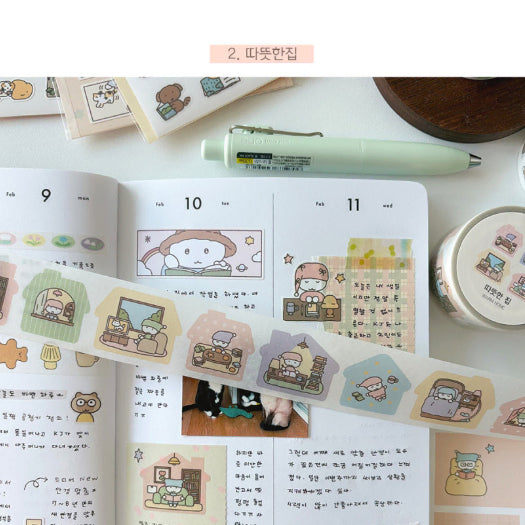 [BUNJANG] Warm House Kiss Cut Stickers / [고양이빵집] 따뜻한집 키스컷띵