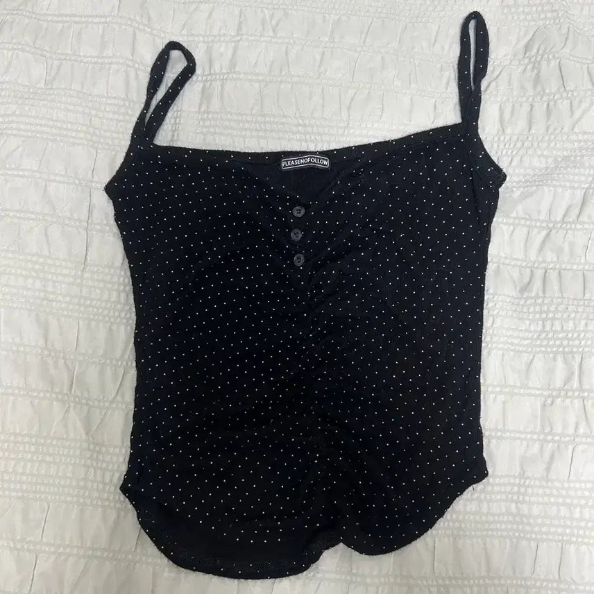 [BUNJANG] Please Follow Me Dia Dot Sleeveless Top (Black) / 플리즈노팔로우 도트나시 Dia Dot Sleeveless Top(black)