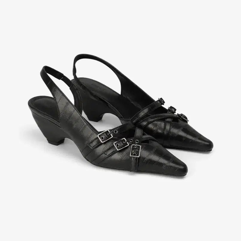 [BUNJANG] Dainit Buckle Strap Slingbacks Black 250 / 다이닛 버클 스트랩 슬링백 블랙 250
