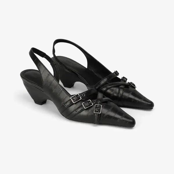 [BUNJANG] Dainit Buckle Strap Slingbacks Black 250 / 다이닛 버클 스트랩 슬링백 블랙 250