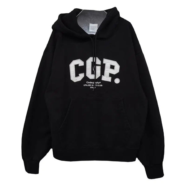 [BUNJANG] Codegraphy Black Cotton Logo Printing Hoodie M / 코드그라피 블랙 코튼 로고 프린팅 후드티 M