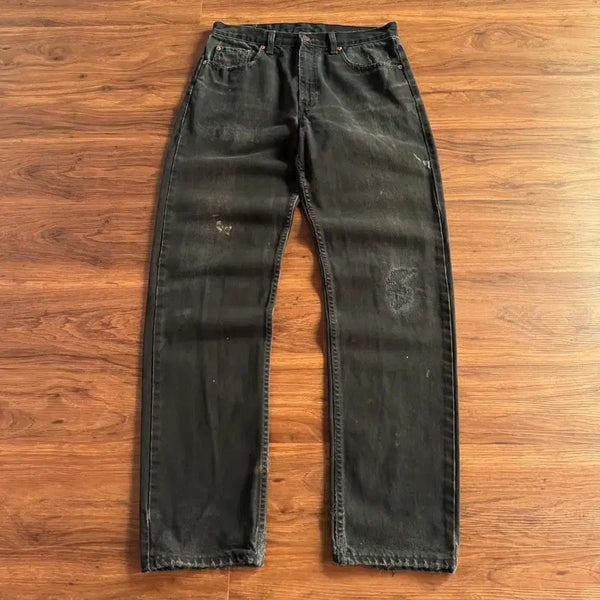 [BUNJANG] Levi's 615 Vintage Painted Black Denim Pants / [32]90's 리바이스 유럽 615 빈티지 페인팅 흑청 데님 팬츠