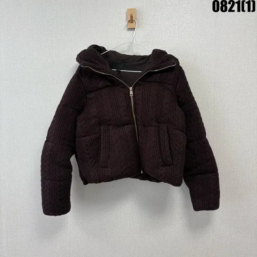 [BUNJANG] Zara Quilted Short Padded Jumper Brown S / 자라 니트 퀼팅 숏 패딩 점퍼 브라운 s