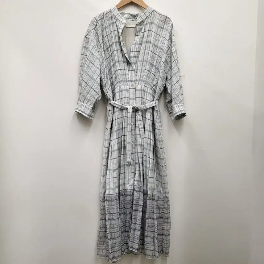 [BUNJANG] System Linen Check Belted Dress / 시스템 린넨 체크 벨티드 원피스