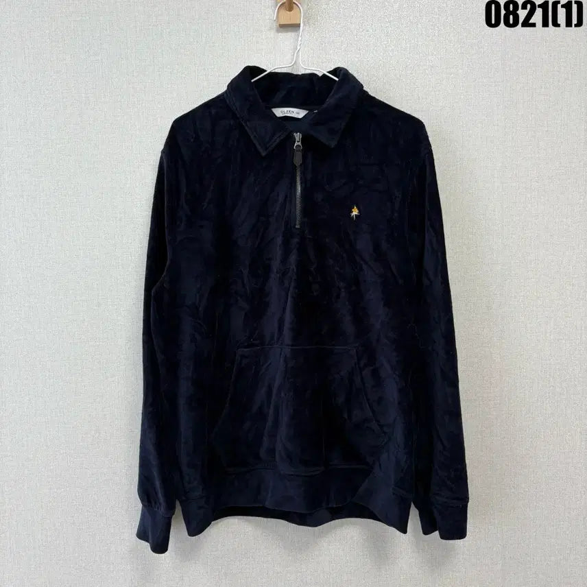 [BUNJANG] Ollejn Velvet Zip-Up Sweatshirt Navy 105 / 올젠 벨벳 집업 맨투맨 네이비 105