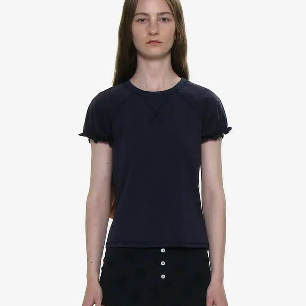 [BUNJANG] Partimento Women's Raglan Puff Short Sleeve T-Shirt Navy M / 파르티멘토 우먼 레글런 퍼프 숏슬리브 티_네이비 M