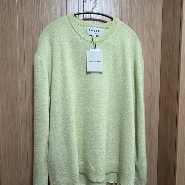 [BUNJANG] Solid Homme Zipper Slit Layered Knit Lime (Size 50/105) / [A급] 솔리드 옴므 지퍼 절개 레이어드 니트 라임색 (50/105사이즈)