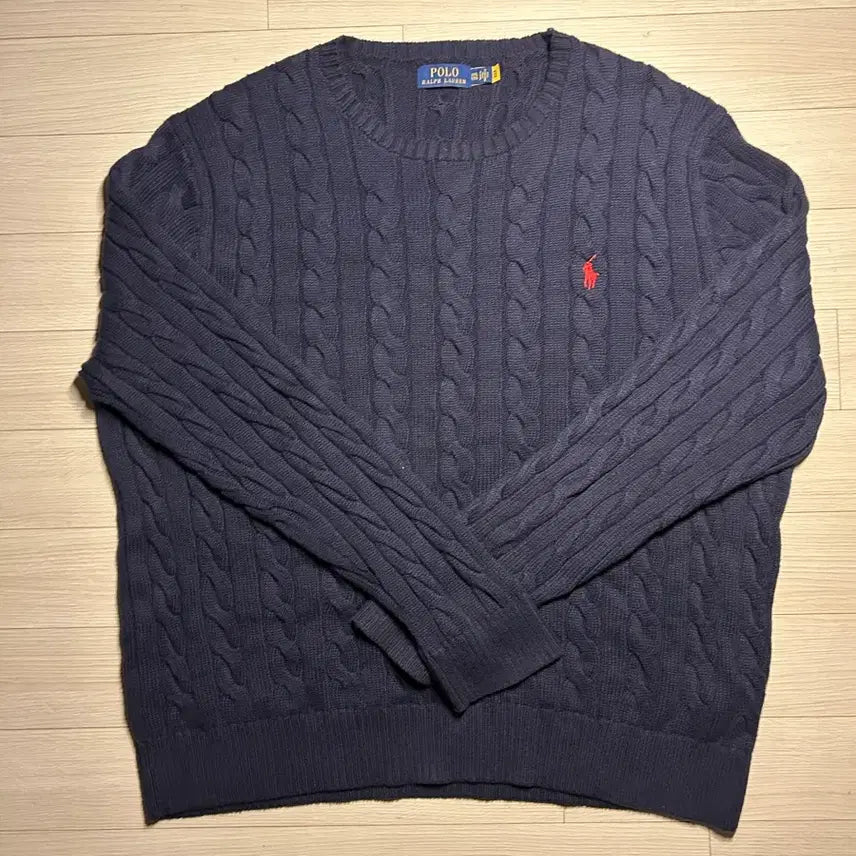 [BUNJANG] Polo Ralph Lauren Cable Knit Navy 2XL / 폴로 랄프로렌 케이블 니트 네이비 2XL S급 판/교