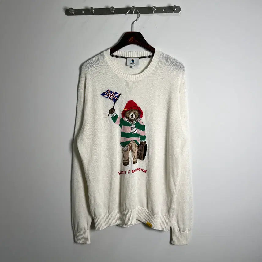 [BUNJANG] Hazzys Paddington Bear Ivory Knit Sweater 100 / 헤지스 패딩턴 베어 아이보리 니트 스웨터 100