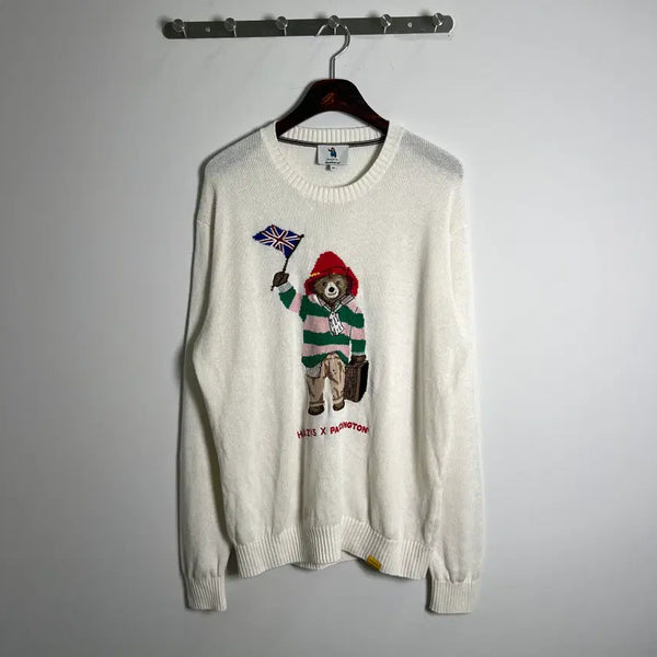 [BUNJANG] Hazzys Paddington Bear Ivory Knit Sweater 100 / 헤지스 패딩턴 베어 아이보리 니트 스웨터 100