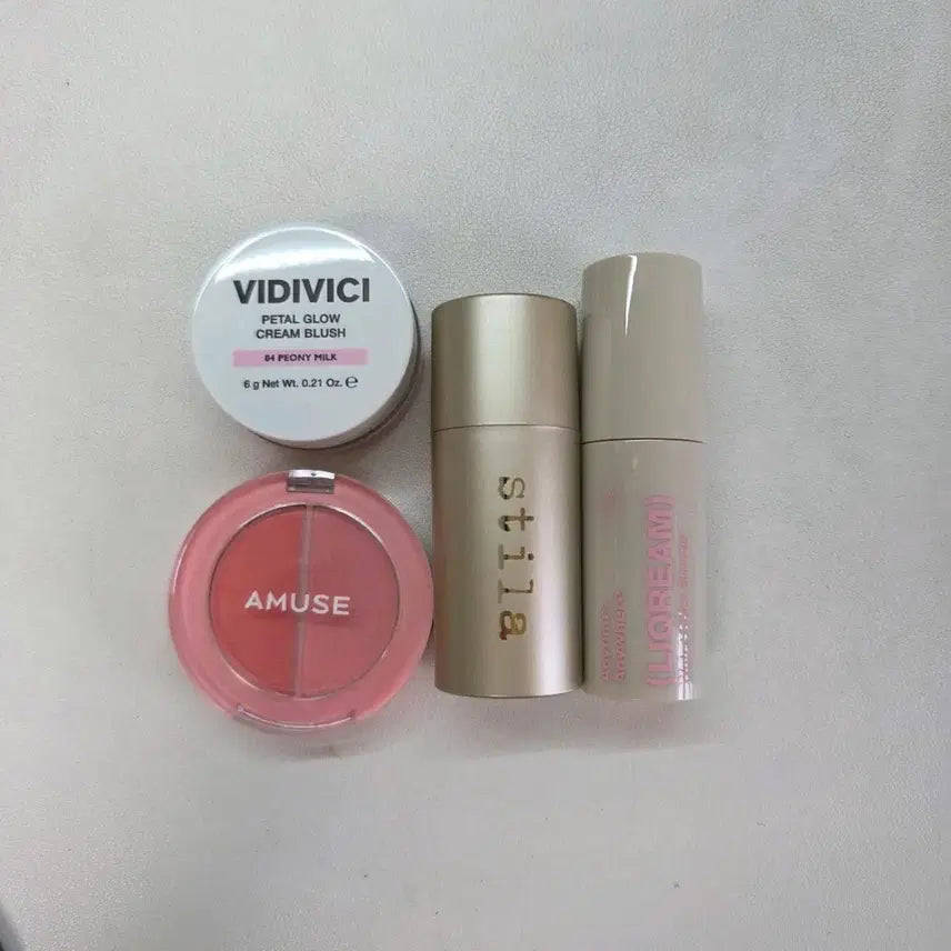 [BUNJANG] Vivid Cosmetics Peony Milk, Amuse Peach Balm, Stila Sheer Gerbera, Touche Bunny Liquid Blush Bundle / 크림리퀴드 블러셔 일괄(비디비치 피오니밀크, 어뮤즈 복숭아밤, 스틸라 쉬어거베라)
