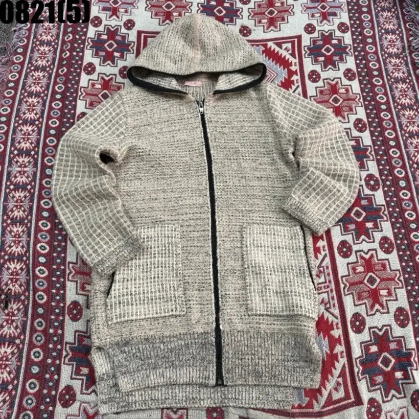 [BUNJANG] Women's Hooded Zip-Up Knit Cardigan (Size S) / 여성 후드 집업 니트 카디건 S