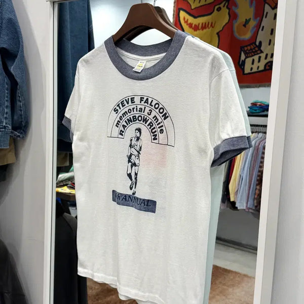 [BUNJANG] 80s Medallion Ringer T-Shirt (Made in USA) / 80s Medallion 빈티지 링거 반팔 티셔츠 (made in USA)
