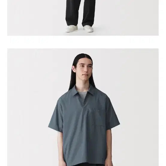[BUNJANG] Muji "Airy Feel" Short Sleeve Woven Polo Shirt - Grey / 무인양품 무지 통기성이 좋은 반소매 우븐 폴로 셔츠 그레이 AC238A6S