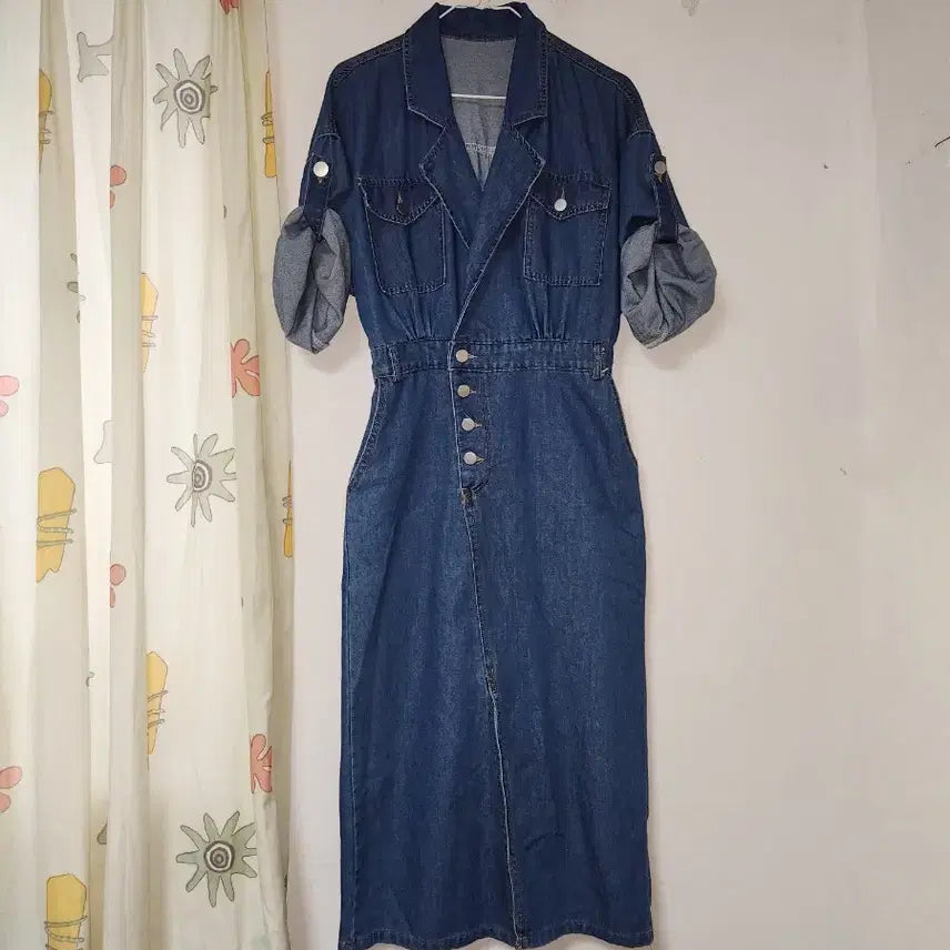 [BUNJANG] Denim Long Dress S~M / 청 데님 원피스 롱 기장 S~M