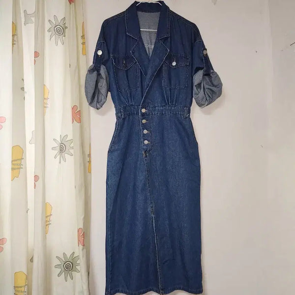 [BUNJANG] Denim Long Dress S~M / 청 데님 원피스 롱 기장 S~M