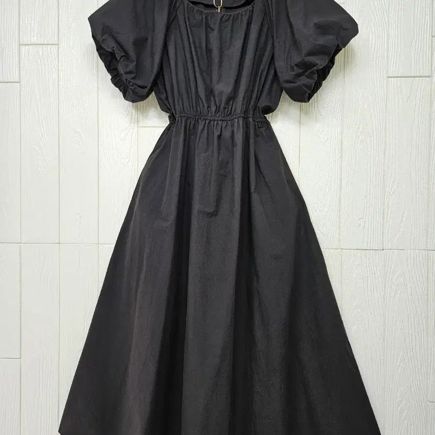 [BUNJANG] Black Balloon Sleeve Cotton Dress / 블랙벌룬소매면원피스