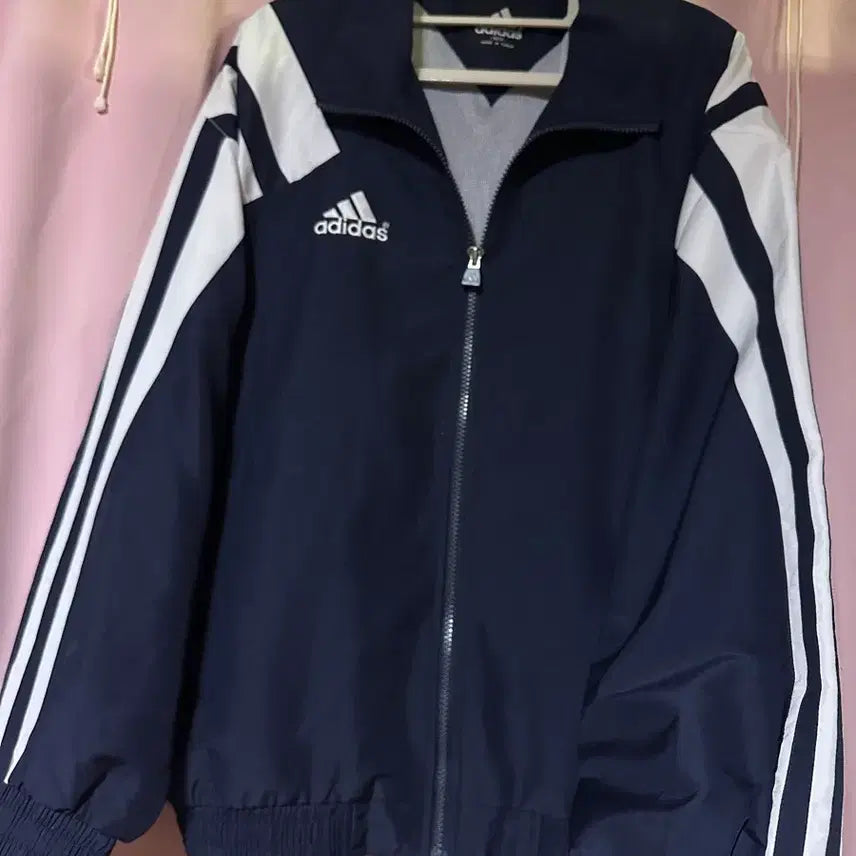 [BUNJANG] Adidas Old School Windbreaker Navy Side Line / 아디다스 올드스쿨 대장 바람막이 네이비 아디다스 삼선 올드스쿨 사이드라인 바막