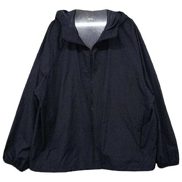 [BUNJANG] Uniqlo Check Navy Windbreaker Jacket XL / 유니클로 체크 네이비 바람막이 자켓 XL