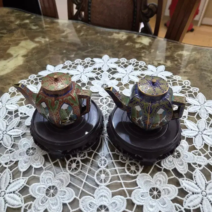 [BUNJANG] Cloisonné Enamel Teapot Set (2 pcs) / 칠보 법랑 주전자 2개