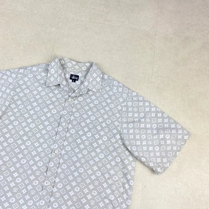 [BUNJANG] 90s Stussy Homage Half Shirt / 90s 스투시 USA 루이비통 오마주 하프 셔츠 (103)