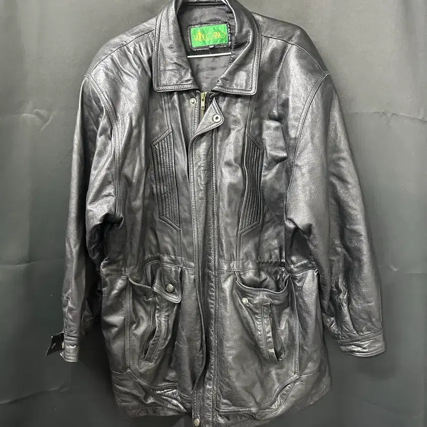[BUNJANG] VOLCANO Men's Black Leather Jacket / VOLCANO 남성 소가죽 블랙 자켓
