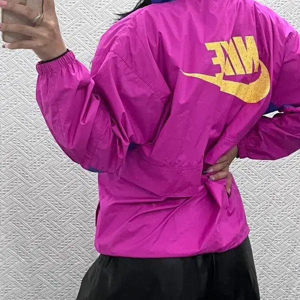 [BUNJANG] Nike Y2K 00s Hot Pink Dot Logo Windbreaker Anorak M / 나이키 Y2K 00's 핫핑크 도트로고 바람막이 아노락 M C14121