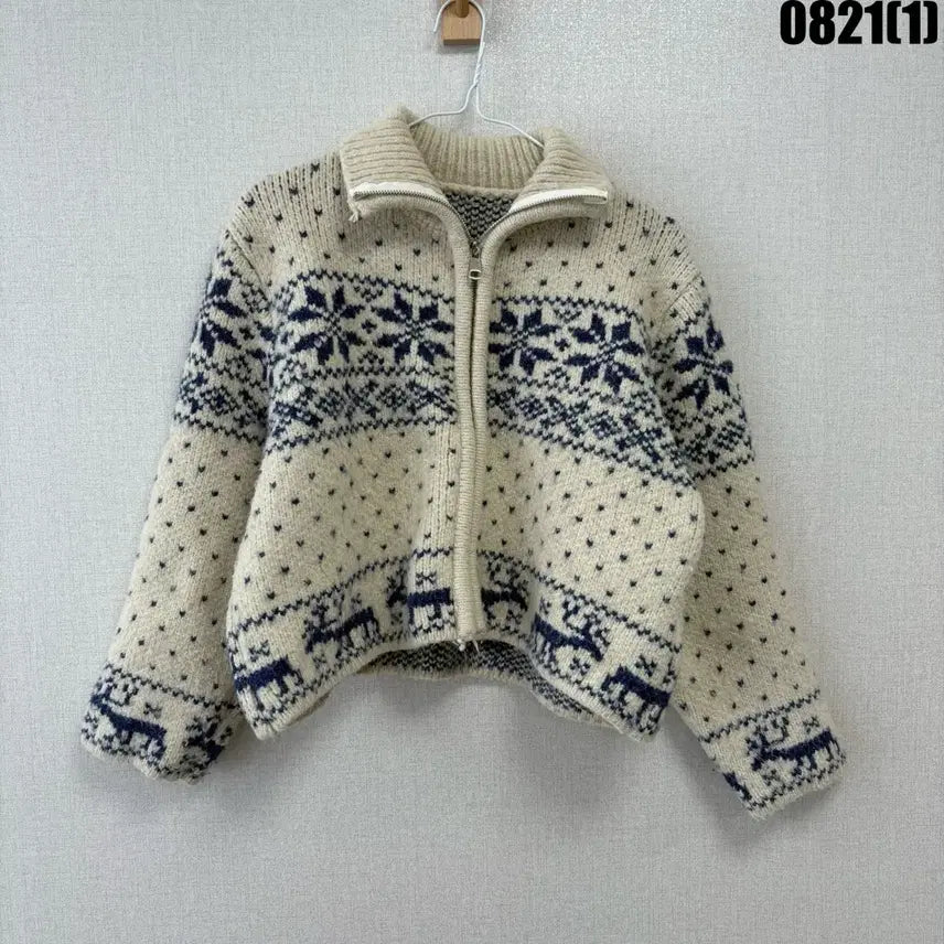 [BUNJANG] Nordic Pattern Knit Zip-Up M / 노르딕 패턴 니트 집업 m