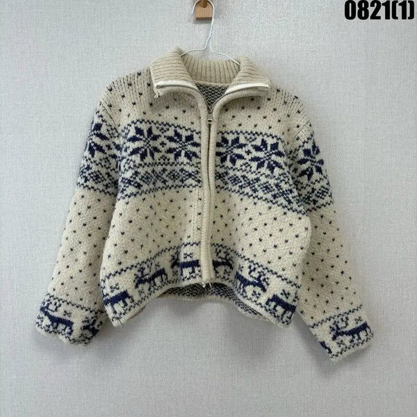 [BUNJANG] Nordic Pattern Knit Zip-Up M / 노르딕 패턴 니트 집업 m