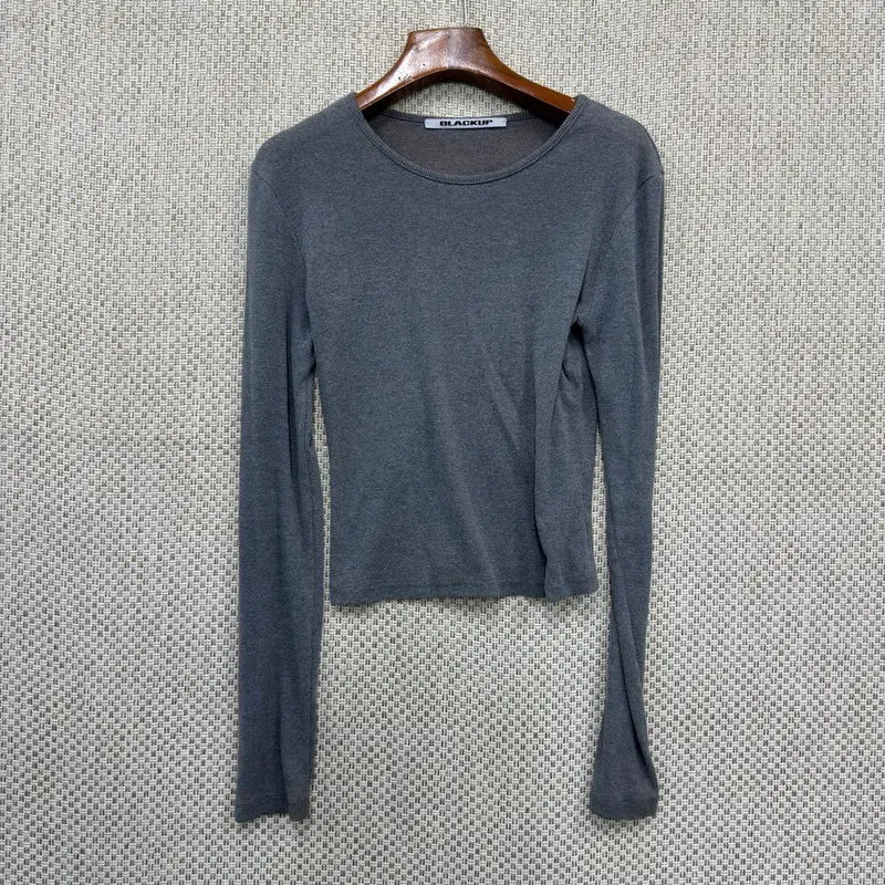 [BUNJANG] Black Up Crop Long Sleeve T-Shirt 85 / 블랙업 크롭 긴팔티 85 H02828