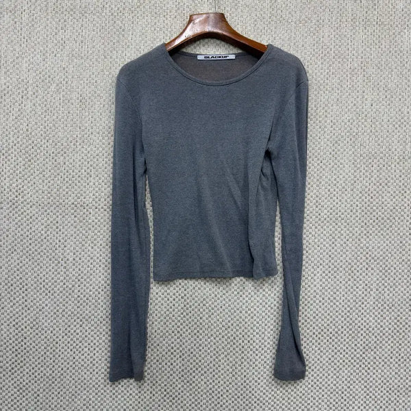 [BUNJANG] Black Up Crop Long Sleeve T-Shirt 85 / 블랙업 크롭 긴팔티 85 H02828