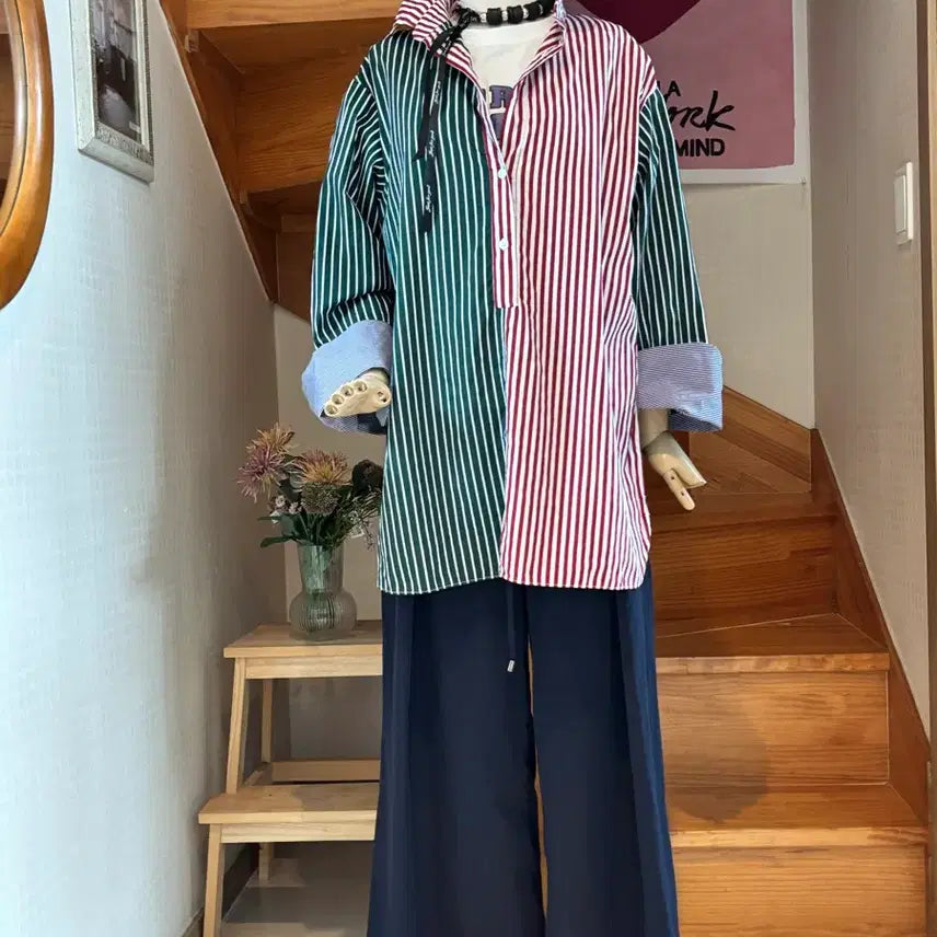 [BUNJANG] Zara Striped Shirt and Pants Set - Medium / 스트라이프 셔츠 세트 자라 m