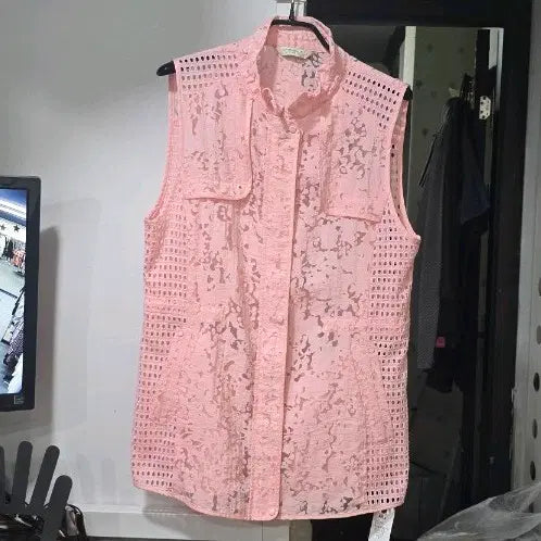[BUNJANG] Crocodile Pink Lace Vest (Size 90) / 031) 크로커다일 90사이즈  핑크 레이스 베스트  조끼