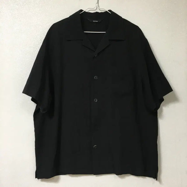 [BUNJANG] SYSTEM HOMME Oversized Short-Sleeve Shirt Black 95 / 23 SYSTEM 시스템 옴므 오버사이즈 반팔 셔츠 95