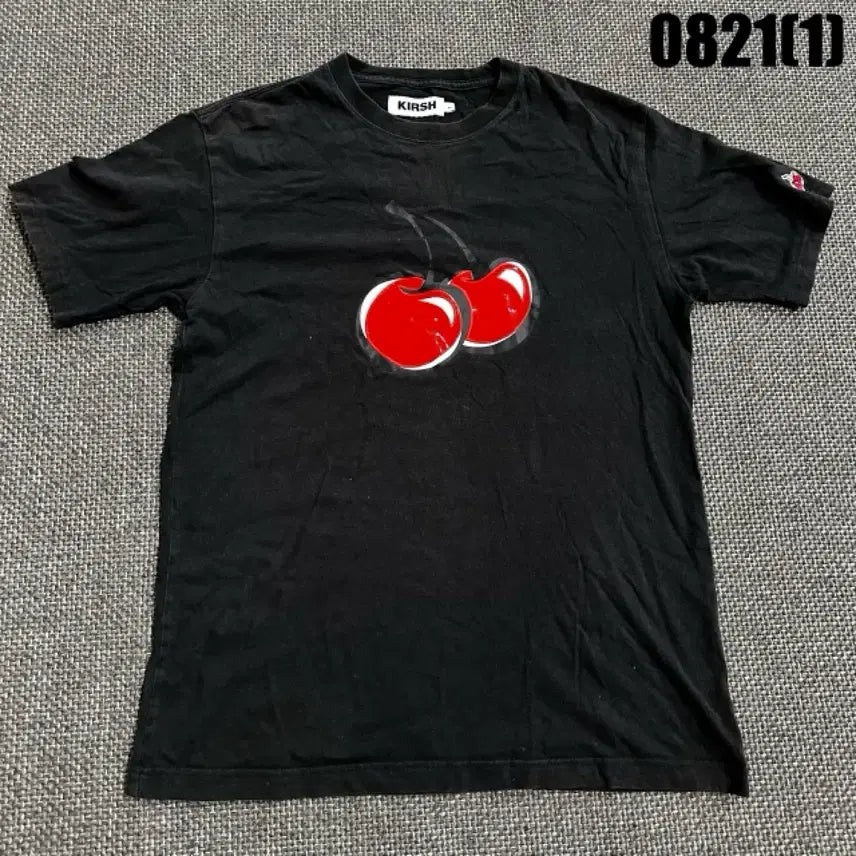 [BUNJANG] Kirsh Cherry Graphic T-Shirt Black / 키르시 체리 반팔티 블랙