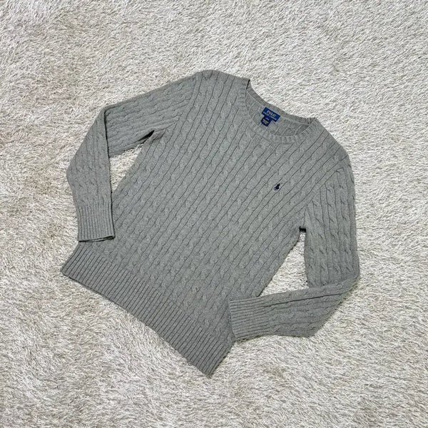 [BUNJANG] Polo Ralph Lauren Cable Knit Sweater Medium Grey / 폴로 랄프로렌 케이블 니트 그레이