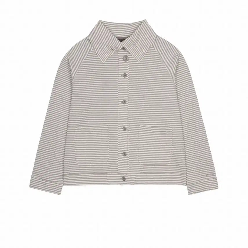 [BUNJANG] Koiseo Waffle Stripe Shirt Beige / 코이세이오 와이드 카라 와플 스트라이프 셔츠 베이지
