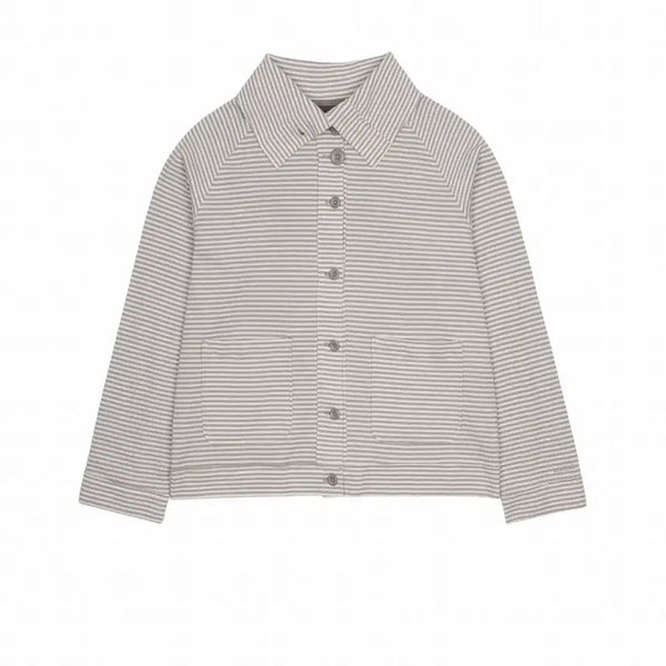 [BUNJANG] Koiseo Waffle Stripe Shirt Beige / 코이세이오 와이드 카라 와플 스트라이프 셔츠 베이지
