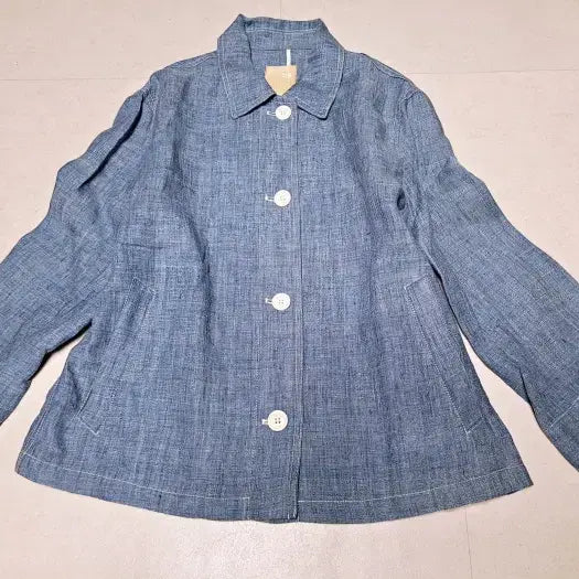 [BUNJANG] Beanpole Women's Sky Blue Linen Jacket Size 90 (S) / 빈폴 우먼스 스카이블루 린넨자켓 90 폴1360