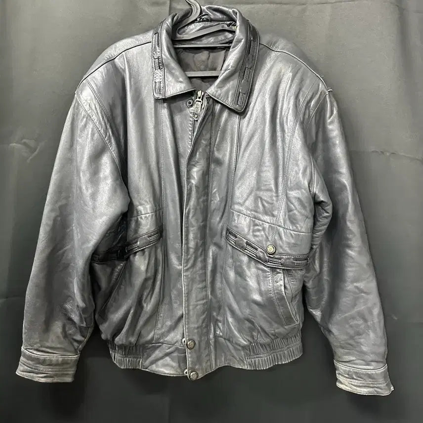 [BUNJANG] Oscar Pierre Vintage Leather Bomber Jacket / 오스카 피엘 빈티지(콜롬비아)레더 양가죽 봄버 자켓