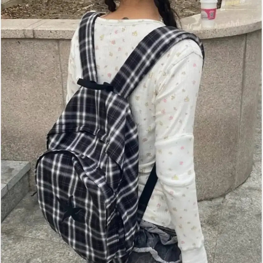 [BUNJANG] The Coldest Moment TCM Starfish Check Backpack (Black) / 더콜디스모먼트 TCM starfish check backpack (black)