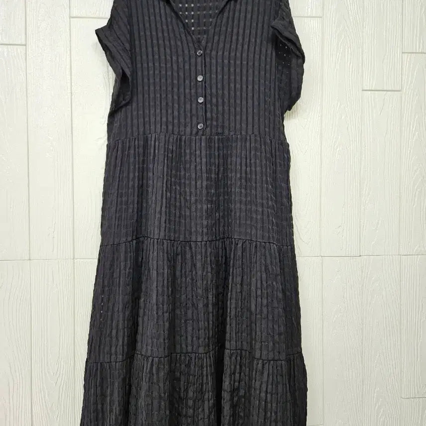 [BUNJANG] Plus Size Black Linen Dress / 빅사이즈 지지미 블랙 원피스
