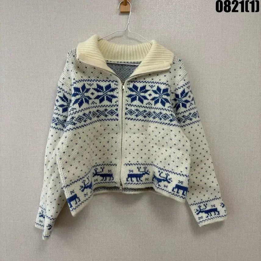 [BUNJANG] Nordic Pattern Zip-Up Cardigan / 겨울 노르딕 패턴 집업 가디건 m