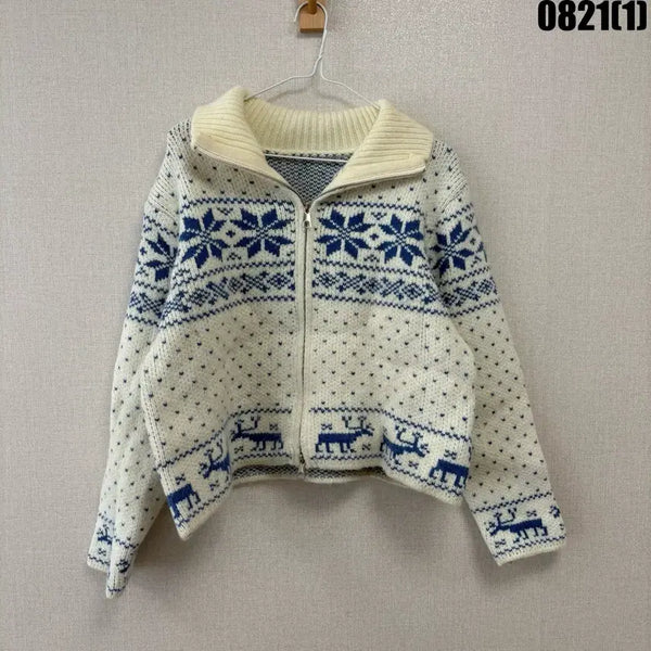 [BUNJANG] Nordic Pattern Zip-Up Cardigan / 겨울 노르딕 패턴 집업 가디건 m